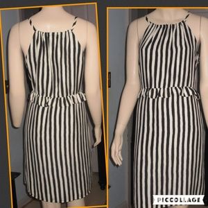Ann Taylor Loft Halter Dress - Black/White Stripes